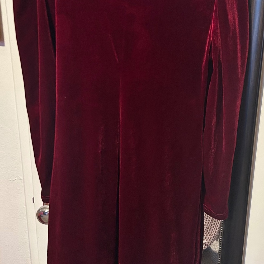 Burgundy Velvet Wrap Dress Size L Elegant Holiday Dress